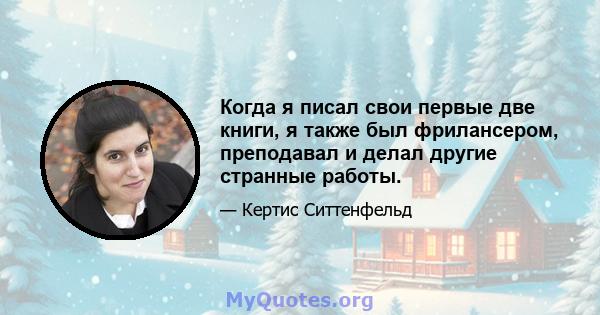 Когда я писал свои первые две книги, я также был фрилансером, преподавал и делал другие странные работы.