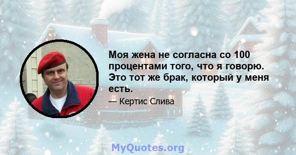 Моя жена не согласна со 100 процентами того, что я говорю. Это тот же брак, который у меня есть.