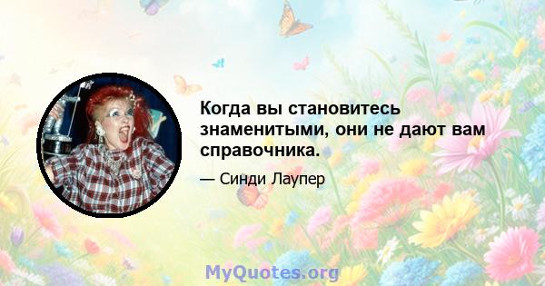 Когда вы становитесь знаменитыми, они не дают вам справочника.