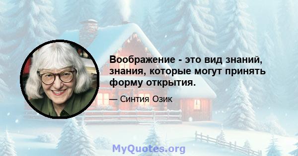 Воображение - это вид знаний, знания, которые могут принять форму открытия.