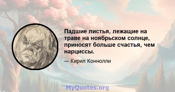 Падшие листья, лежащие на траве на ноябрьском солнце, приносят больше счастья, чем нарциссы.