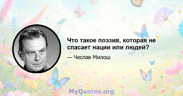 Что такое поэзия, которая не спасает нации или людей?