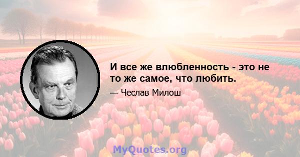 И все же влюбленность - это не то же самое, что любить.