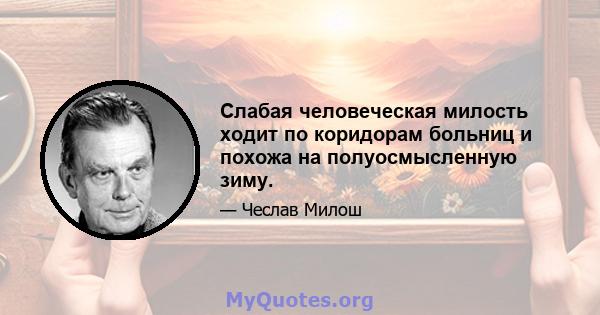 Слабая человеческая милость ходит по коридорам больниц и похожа на полуосмысленную зиму.