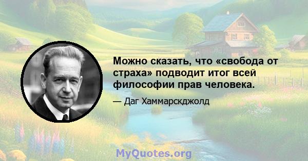 Можно сказать, что «свобода от страха» подводит итог всей философии прав человека.