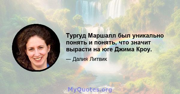 Тургуд Маршалл был уникально понять и понять, что значит вырасти на юге Джима Кроу.