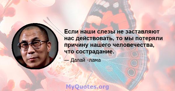 Если наши слезы не заставляют нас действовать, то мы потеряли причину нашего человечества, что сострадание.