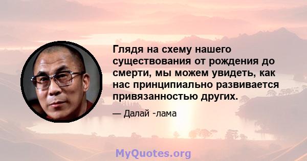 Глядя на схему нашего существования от рождения до смерти, мы можем увидеть, как нас принципиально развивается привязанностью других.