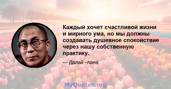 Каждый хочет счастливой жизни и мирного ума, но мы должны создавать душевное спокойствие через нашу собственную практику.