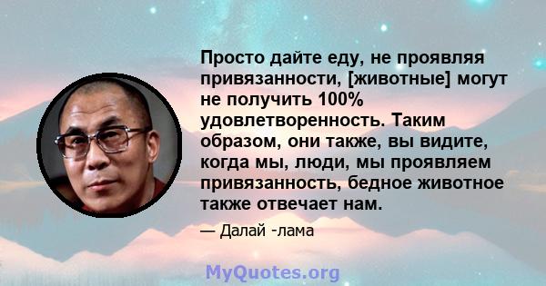 Просто дайте еду, не проявляя привязанности, [животные] могут не получить 100% удовлетворенность. Таким образом, они также, вы видите, когда мы, люди, мы проявляем привязанность, бедное животное также отвечает нам.