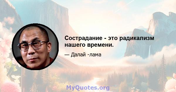 Сострадание - это радикализм нашего времени.