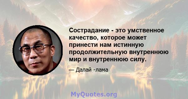 Сострадание - это умственное качество, которое может принести нам истинную продолжительную внутреннюю мир и внутреннюю силу.