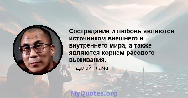 Сострадание и любовь являются источником внешнего и внутреннего мира, а также являются корнем расового выживания.