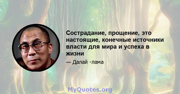 Сострадание, прощение, это настоящие, конечные источники власти для мира и успеха в жизни