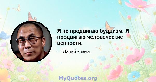 Я не продвигаю буддизм. Я продвигаю человеческие ценности.