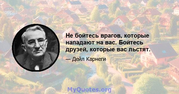 Не бойтесь врагов, которые нападают на вас. Бойтесь друзей, которые вас льстят.