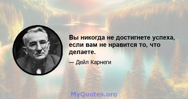 Вы никогда не достигнете успеха, если вам не нравится то, что делаете.