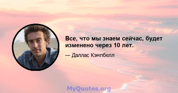 Все, что мы знаем сейчас, будет изменено через 10 лет.