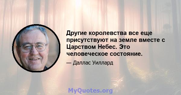 Другие королевства все еще присутствуют на земле вместе с Царством Небес. Это человеческое состояние.