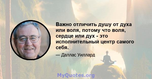 Важно отличить душу от духа или воля, потому что воля, сердце или дух - это исполнительный центр самого себя.