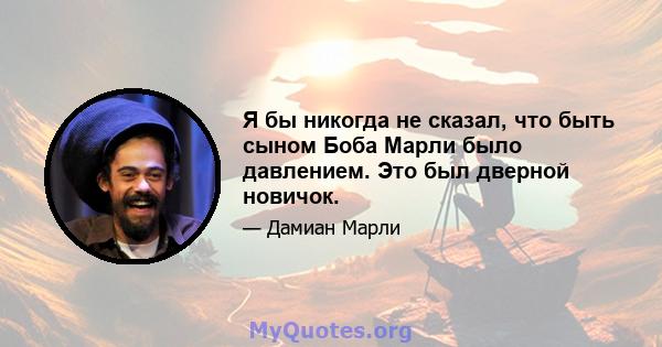 Я бы никогда не сказал, что быть сыном Боба Марли было давлением. Это был дверной новичок.