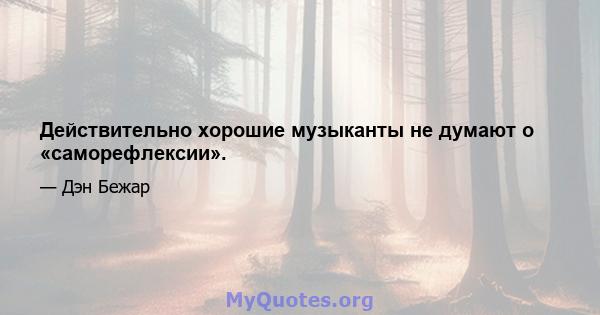 Действительно хорошие музыканты не думают о «саморефлексии».