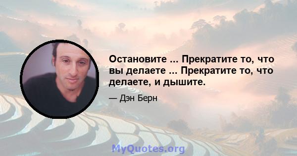 Остановите ... Прекратите то, что вы делаете ... Прекратите то, что делаете, и дышите.