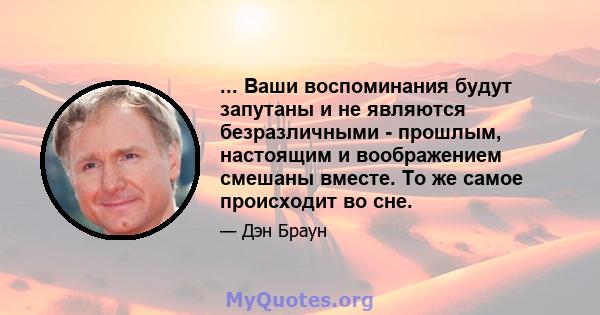 ... Ваши воспоминания будут запутаны и не являются безразличными - прошлым, настоящим и воображением смешаны вместе. То же самое происходит во сне.