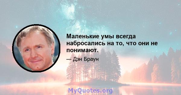 Маленькие умы всегда набросались на то, что они не понимают.