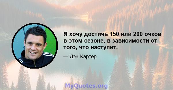 Я хочу достичь 150 или 200 очков в этом сезоне, в зависимости от того, что наступит.