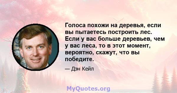 Голоса похожи на деревья, если вы пытаетесь построить лес. Если у вас больше деревьев, чем у вас леса, то в этот момент, вероятно, скажут, что вы победите.