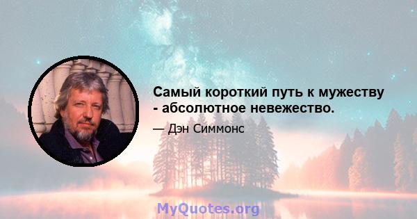 Самый короткий путь к мужеству - абсолютное невежество.