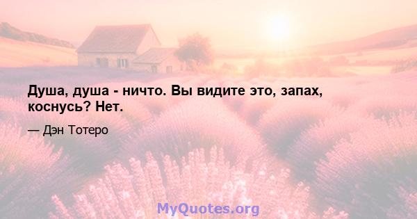 Душа, душа - ничто. Вы видите это, запах, коснусь? Нет.