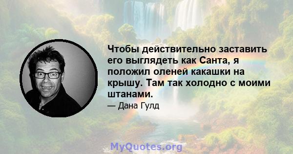 Чтобы действительно заставить его выглядеть как Санта, я положил оленей какашки на крышу. Там так холодно с моими штанами.