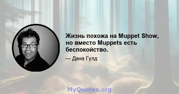 Жизнь похожа на Muppet Show, но вместо Muppets есть беспокойство.