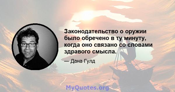 Законодательство о оружии было обречено в ту минуту, когда оно связано со словами здравого смысла.