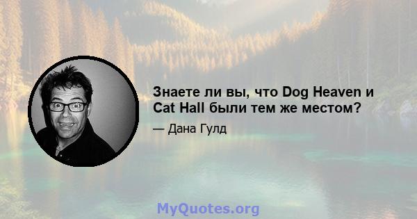 Знаете ли вы, что Dog Heaven и Cat Hall были тем же местом?