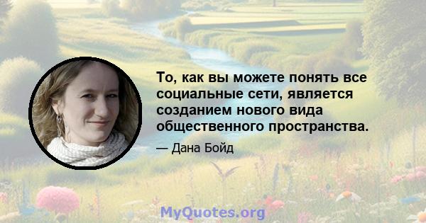 То, как вы можете понять все социальные сети, является созданием нового вида общественного пространства.