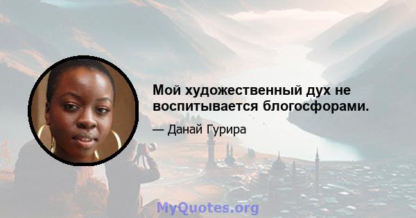 Мой художественный дух не воспитывается блогосфорами.