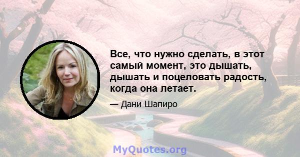 Все, что нужно сделать, в этот самый момент, это дышать, дышать и поцеловать радость, когда она летает.