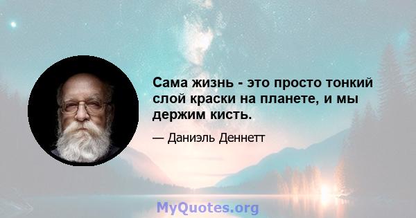 Сама жизнь - это просто тонкий слой краски на планете, и мы держим кисть.