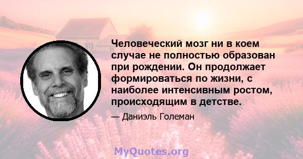 Человеческий мозг ни в коем случае не полностью образован при рождении. Он продолжает формироваться по жизни, с наиболее интенсивным ростом, происходящим в детстве.