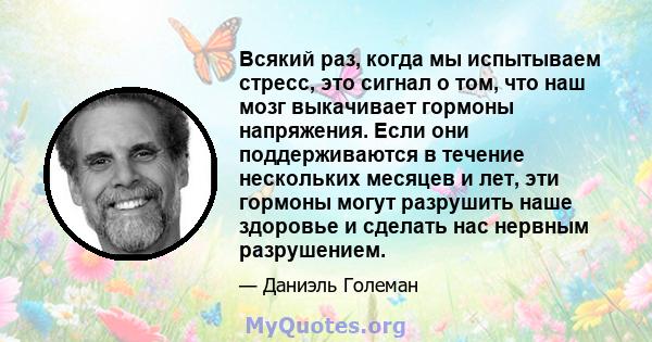 Всякий раз, когда мы испытываем стресс, это сигнал о том, что наш мозг выкачивает гормоны напряжения. Если они поддерживаются в течение нескольких месяцев и лет, эти гормоны могут разрушить наше здоровье и сделать нас