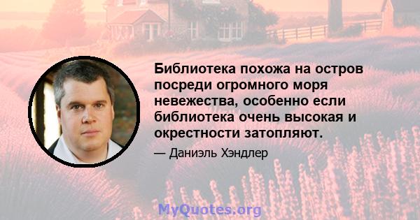 Библиотека похожа на остров посреди огромного моря невежества, особенно если библиотека очень высокая и окрестности затопляют.