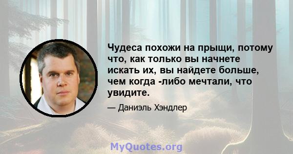 Чудеса похожи на прыщи, потому что, как только вы начнете искать их, вы найдете больше, чем когда -либо мечтали, что увидите.