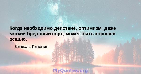 Когда необходимо действие, оптимизм, даже мягкий бредовый сорт, может быть хорошей вещью.