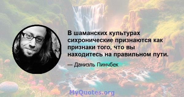 В шаманских культурах сихронические признаются как признаки того, что вы находитесь на правильном пути.