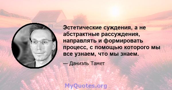 Эстетические суждения, а не абстрактные рассуждения, направлять и формировать процесс, с помощью которого мы все узнаем, что мы знаем.