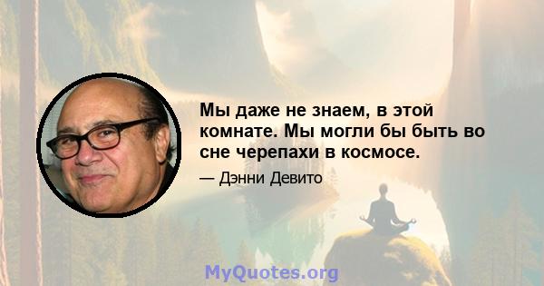 Мы даже не знаем, в этой комнате. Мы могли бы быть во сне черепахи в космосе.