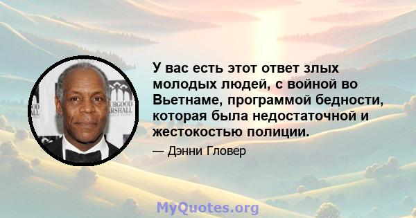 У вас есть этот ответ злых молодых людей, с войной во Вьетнаме, программой бедности, которая была недостаточной и жестокостью полиции.